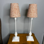 Pair of Bedside Lamps with Handmade Contemporary Shades