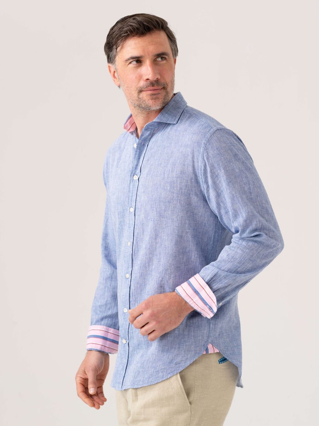 Mida Blue Cotton/Linen Shirt