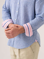 Mida Blue Cotton/Linen Shirt