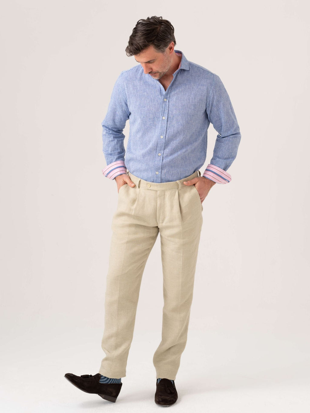 Mida Blue Cotton/Linen Shirt