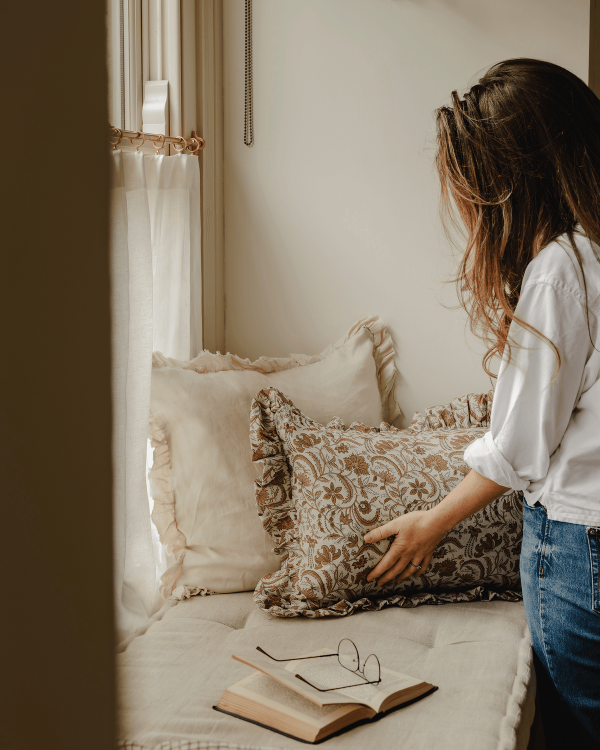 The Betsy Floral Frill Cushion