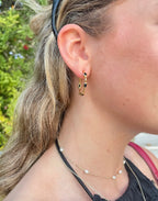 Black Onyx Gold Hoop Earrings