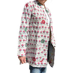Block Print Pink Long Kantha Coat
