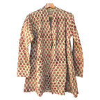 Block Print Pink Flower Long Kantha Coat