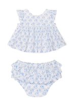 Blue Motif Top and Bloomers Set