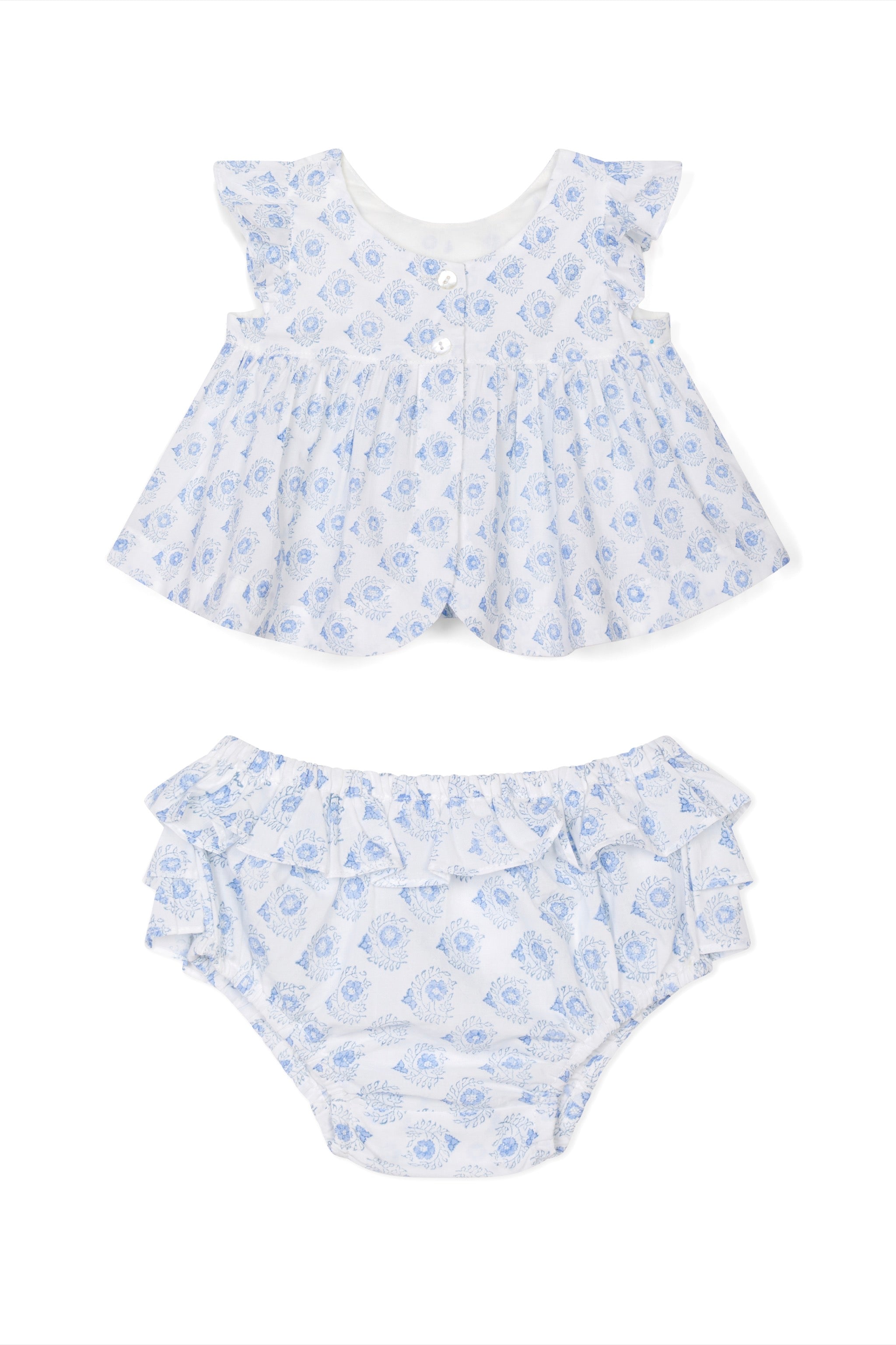 Blue Motif Top and Bloomers Set