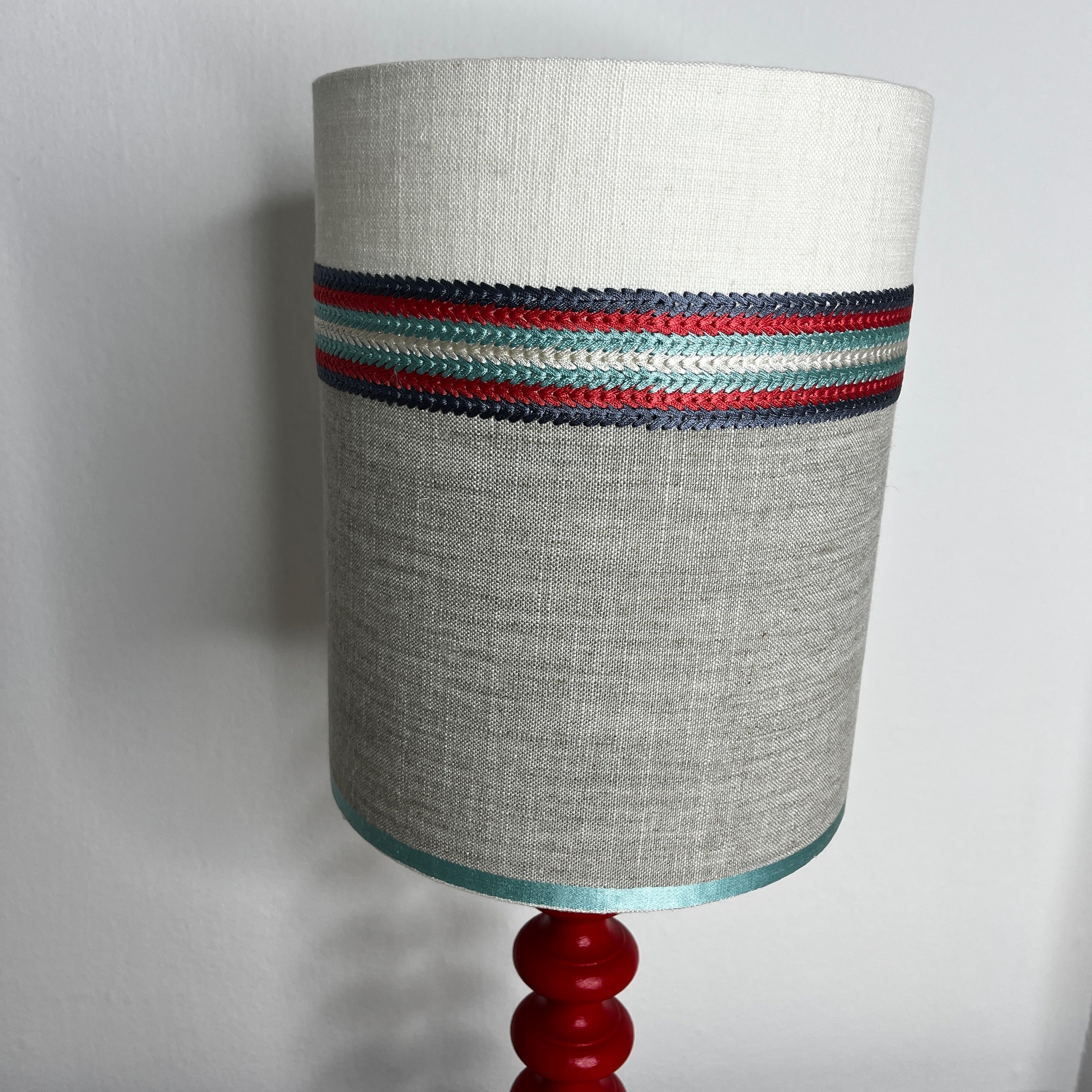 Handmade Lampshade with Painted Base in Red