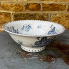 Vintage French Sarreguemines 'Flore' Pattern Blue & White Bowl