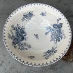 Vintage French Sarreguemines 'Flore' Pattern Blue & White Bowl