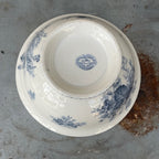 Vintage French Sarreguemines 'Flore' Pattern Blue & White Bowl