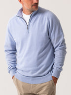 The Anga Blue Quarter Zip Jumper - Wool & Cashmere