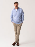 The Anga Blue Quarter Zip Jumper - Wool & Cashmere
