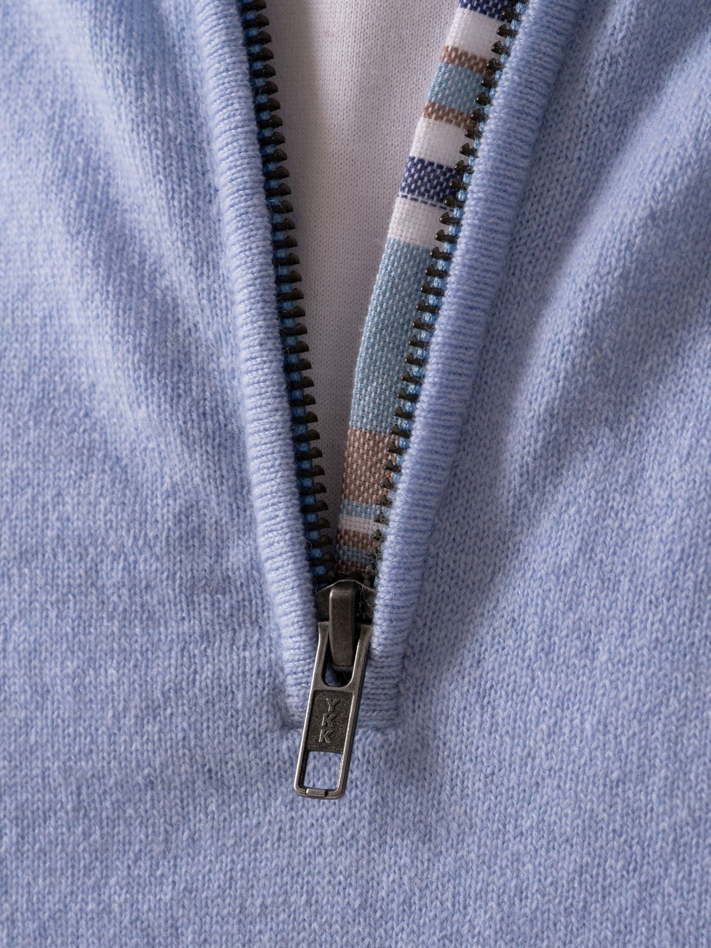 The Anga Blue Quarter Zip Jumper - Wool & Cashmere