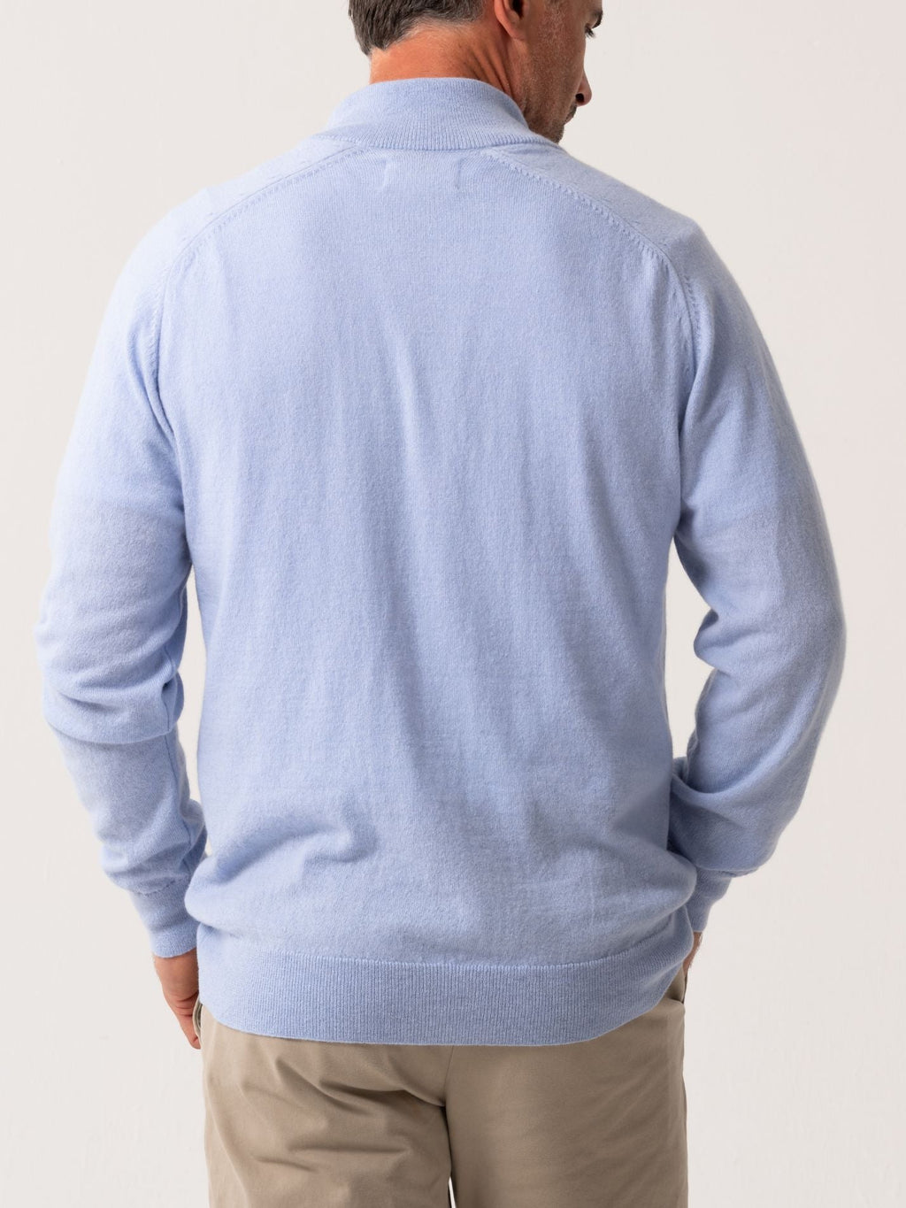 The Anga Blue Quarter Zip Jumper - Wool & Cashmere