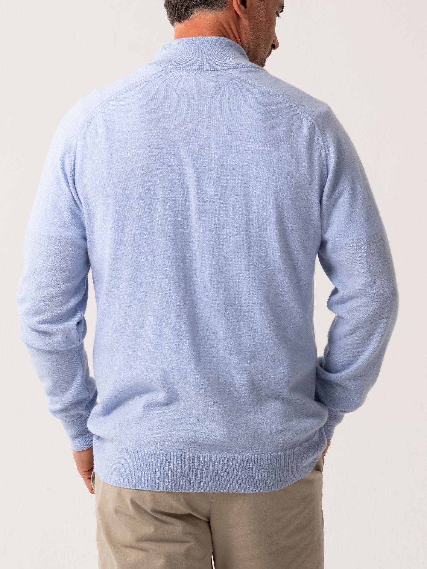 The Anga Blue Quarter Zip Jumper - Wool & Cashmere