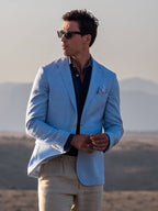 Light Blue Blazer - Linen, Wool & Silk