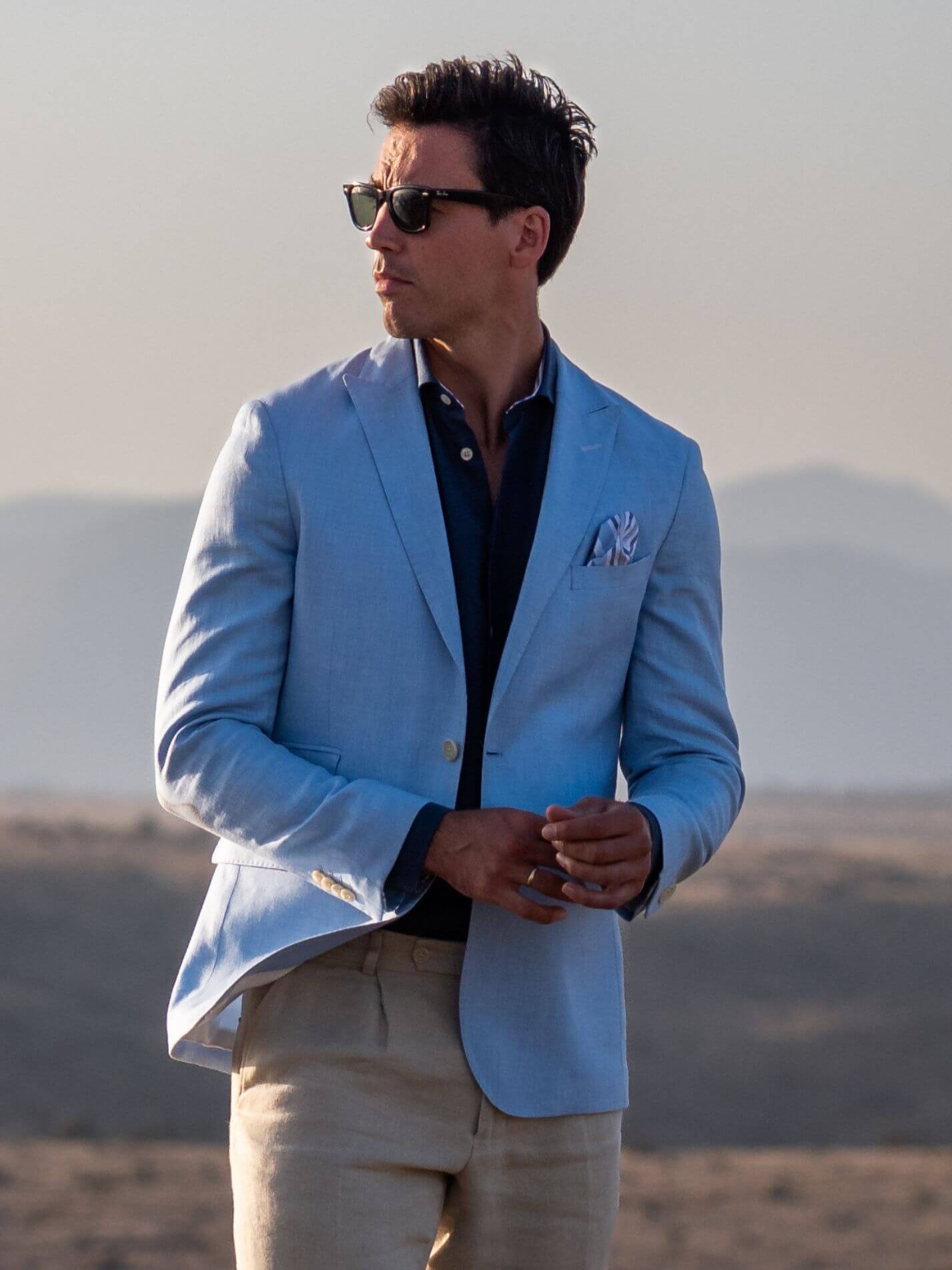 Light Blue Blazer - Linen, Wool & Silk