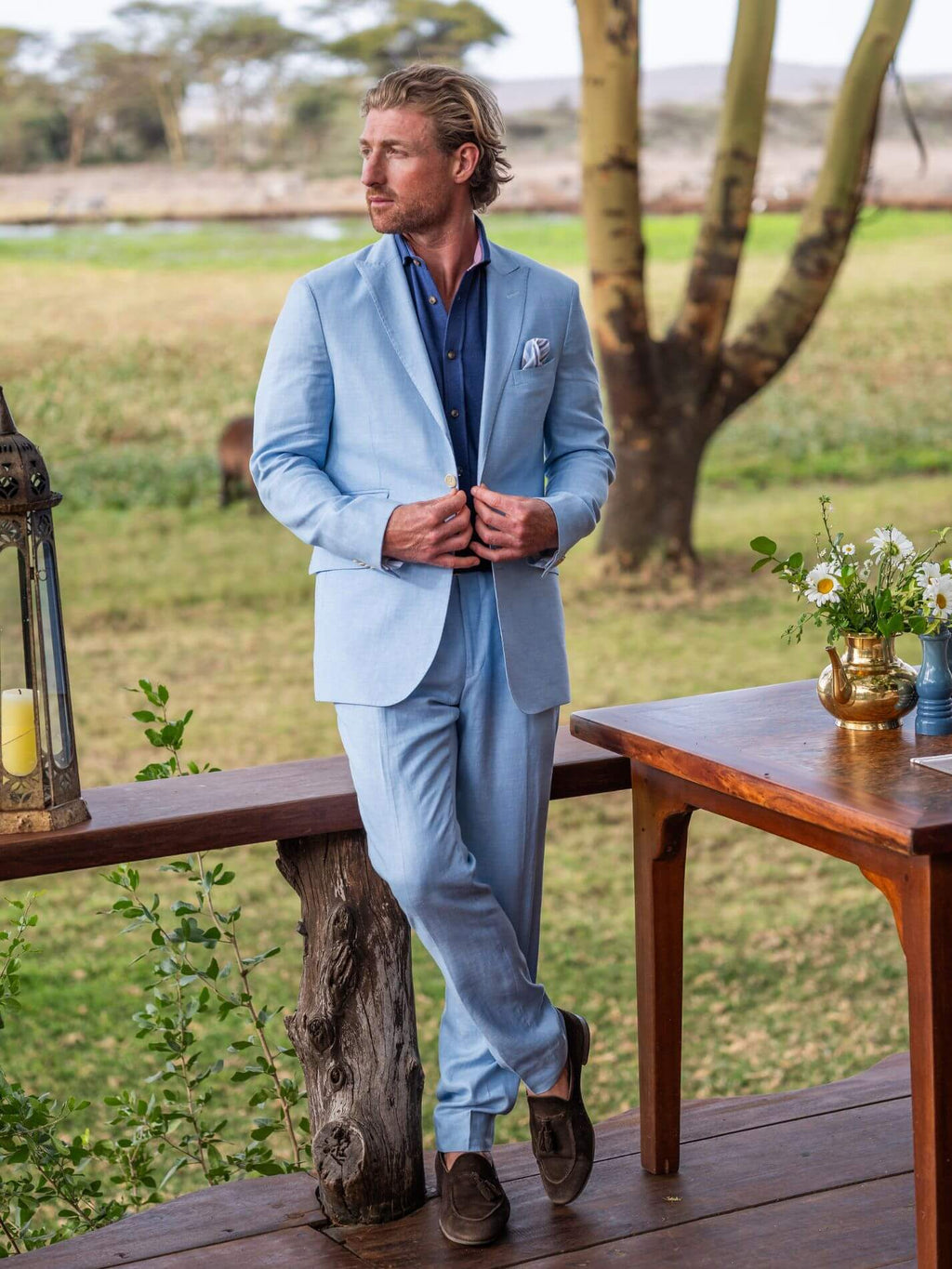 Light Blue Blazer - Linen, Wool & Silk