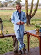 Light Blue Blazer - Linen, Wool & Silk