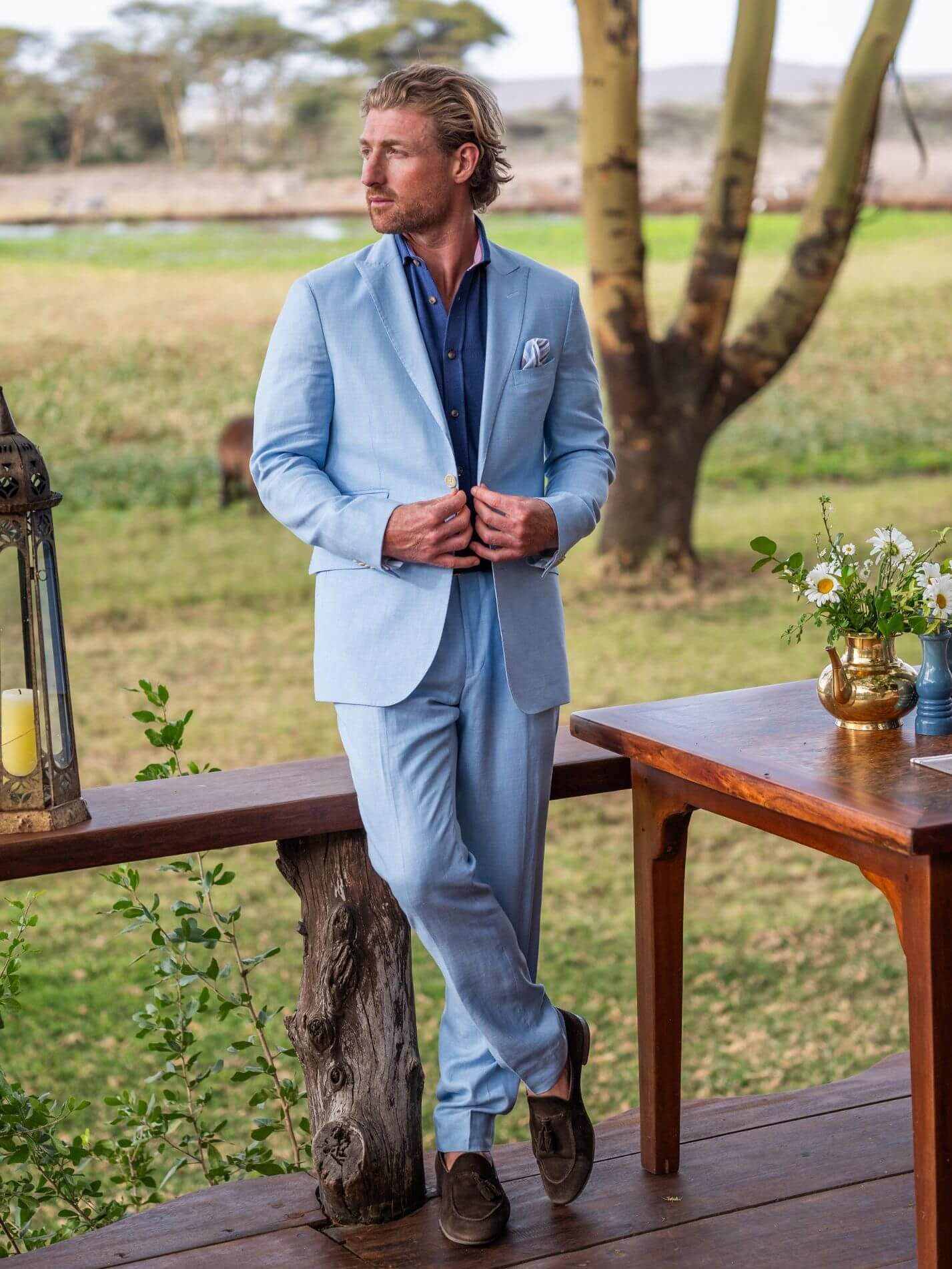 Light Blue Blazer - Linen, Wool & Silk