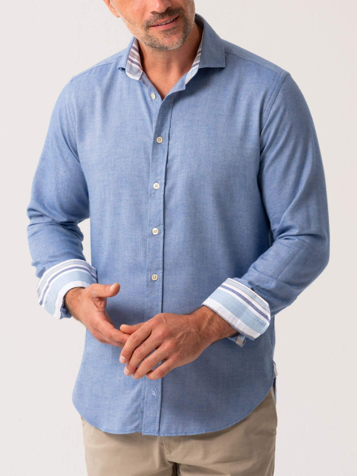 Blue Cotton-Merino Shirt