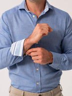 Blue Cotton-Merino Shirt