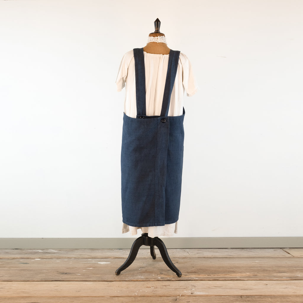 Dark Blue, Hand-Dyed Antique French Linen Pinafore Apron