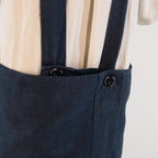Dark Blue, Hand-Dyed Antique French Linen Pinafore Apron