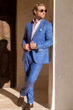 Blue Linen Blend Jacket