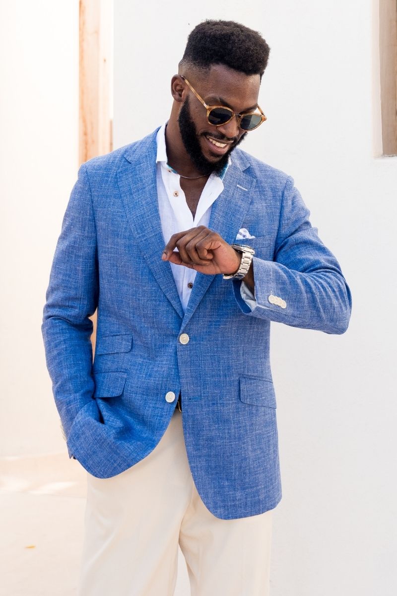 Blue Linen Blend Jacket
