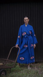 Long Cotton Robe: Blue Eye