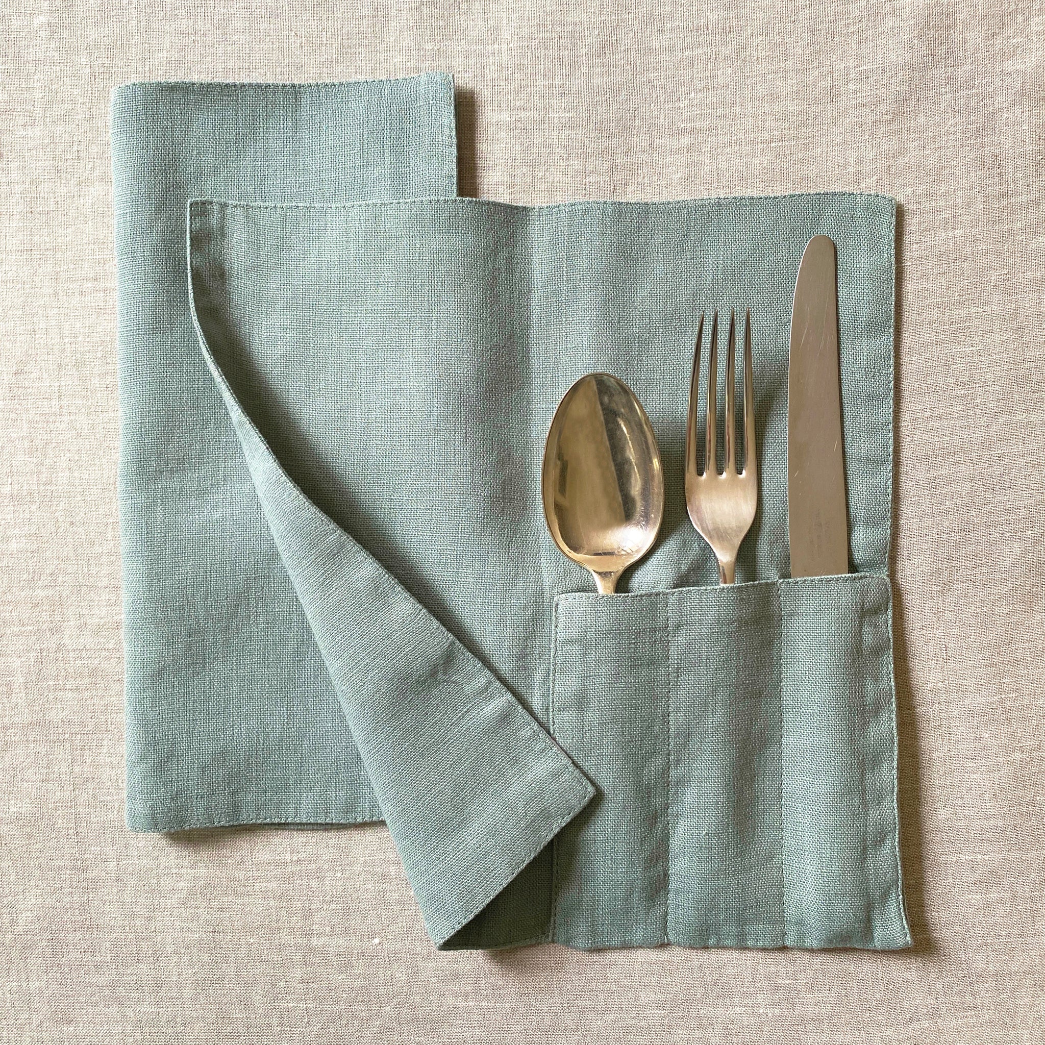 Green Blue Cutlery Pocket - pack of 2