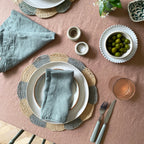 Green Blue Linen Napkins - 45 x 45cm, pack of 2