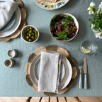 Green Blue Linen Tablecloth - 140 x 250cm