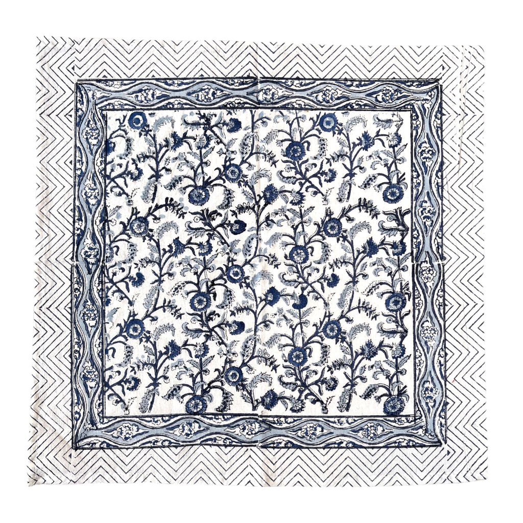 Blue & White Block Printed Cotton Napkins | Set Of 4