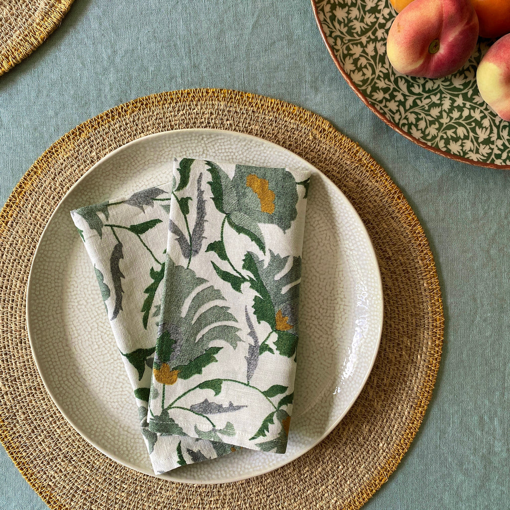 Green Blue Linen Tablecloth - 140 x 250cm