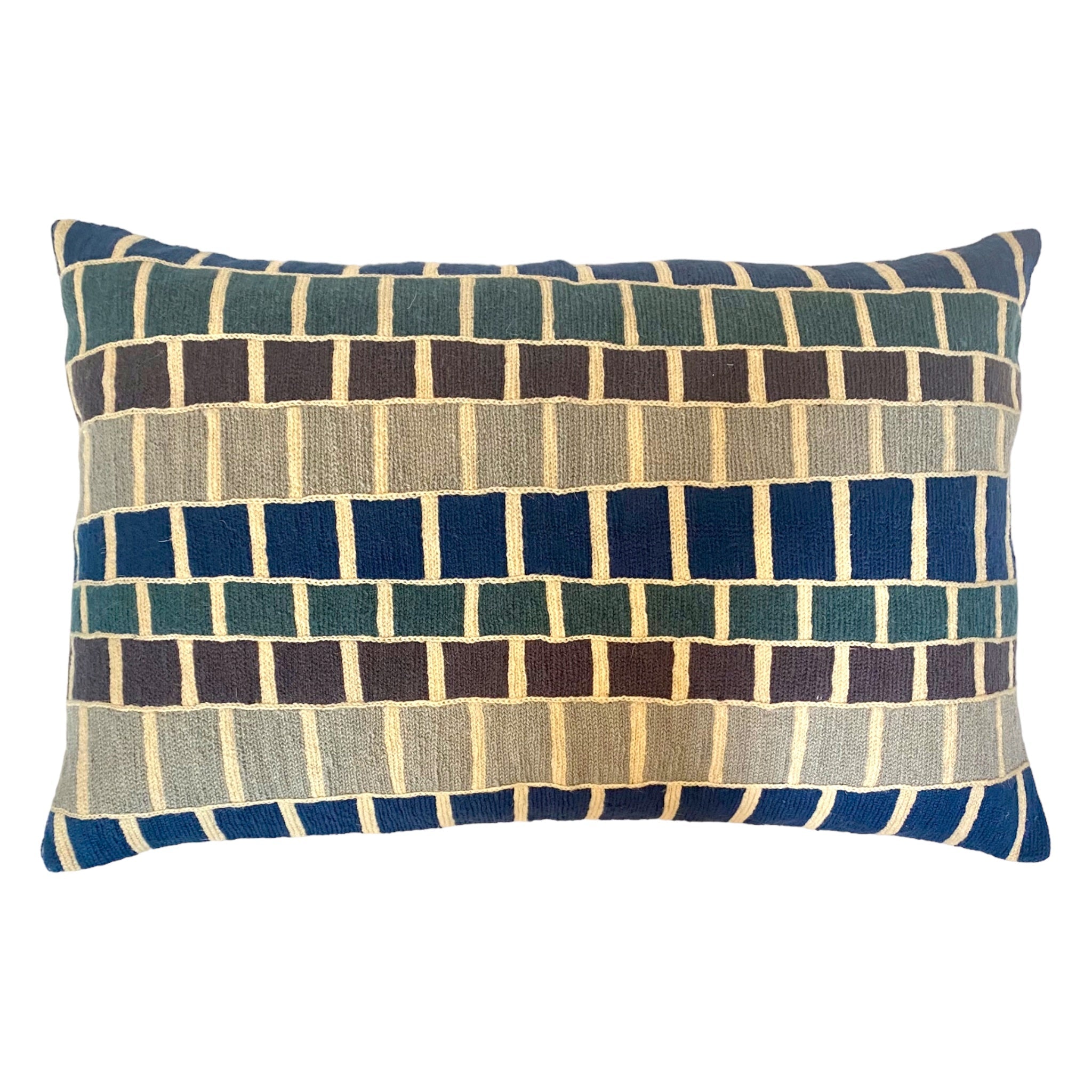 Blue Brick Kashmiri Crewel Wool Cushion | Rectangle (Small/Large)
