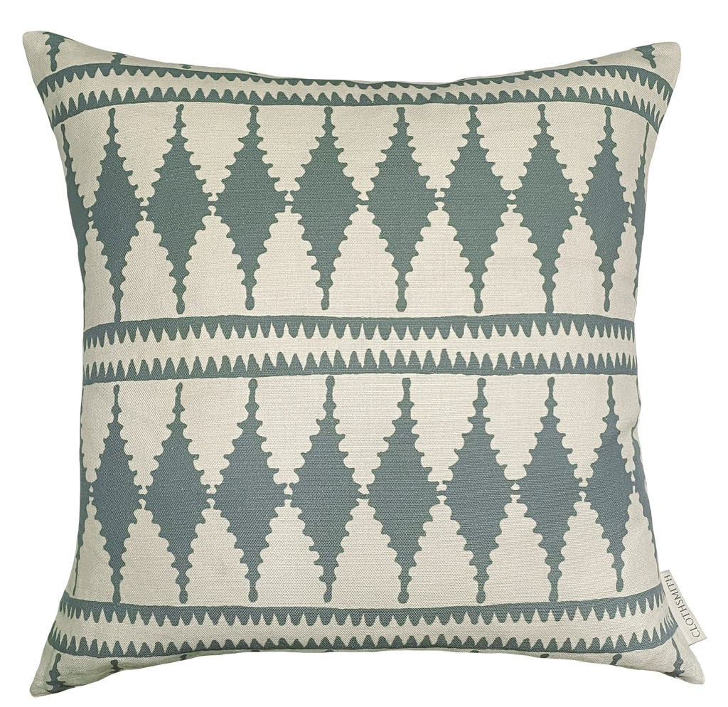 Bobbin Square Cushion - Green Blue