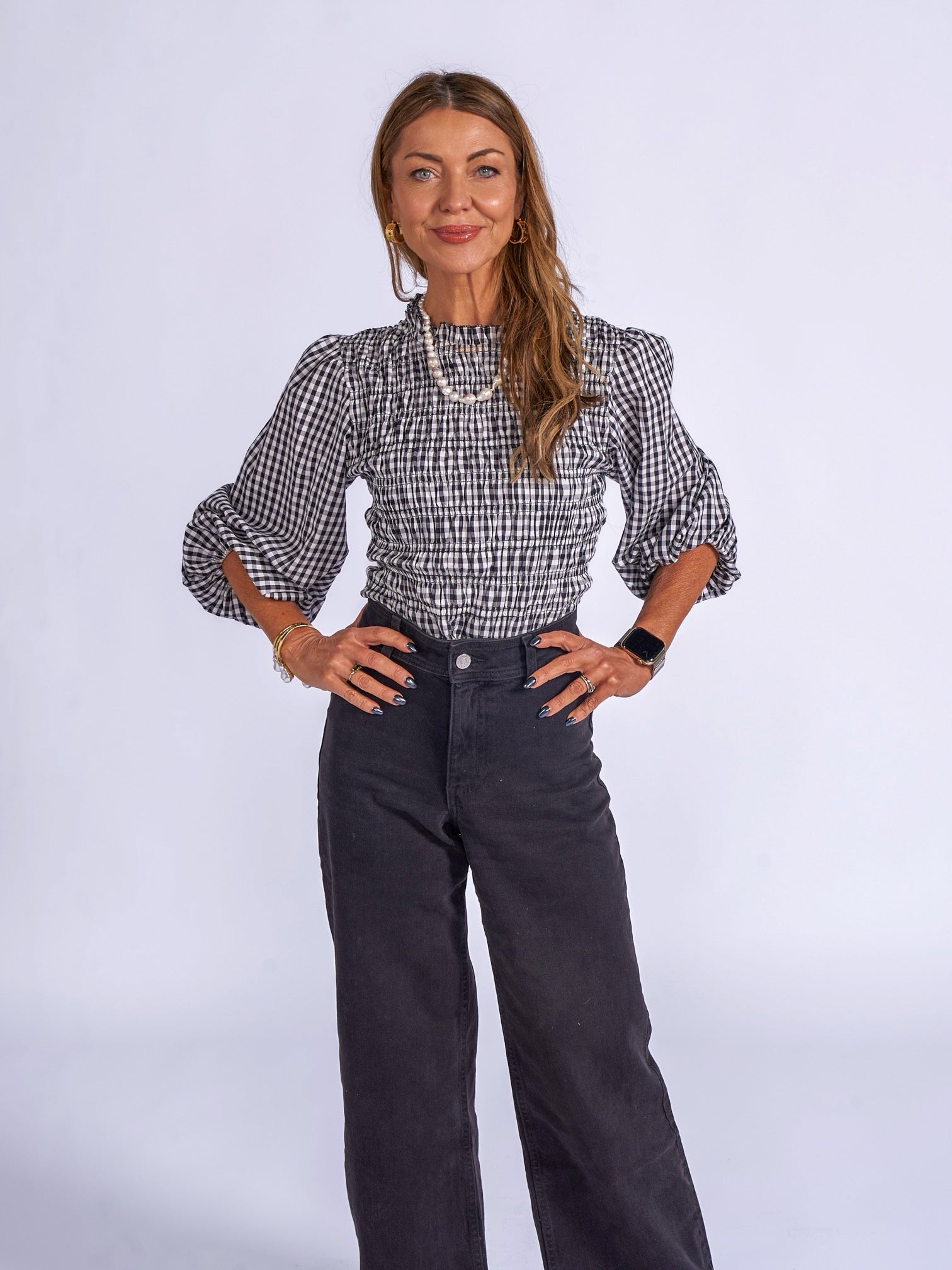 'BOBIN' BLOUSE IN BLACK GINGHAM