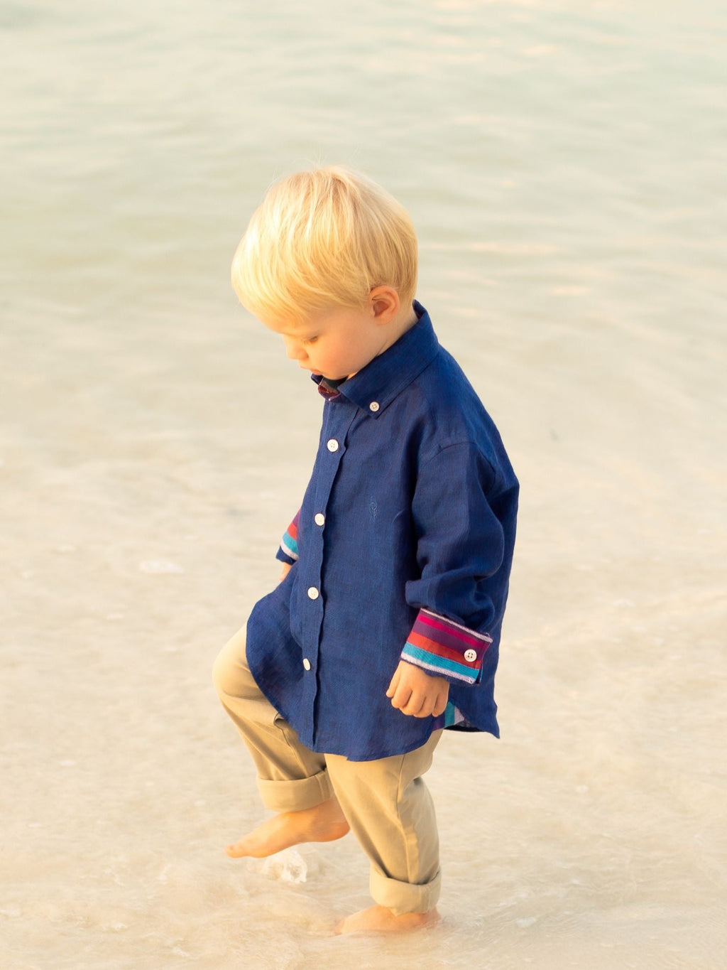 Boys Royal Blue Linen Shirt