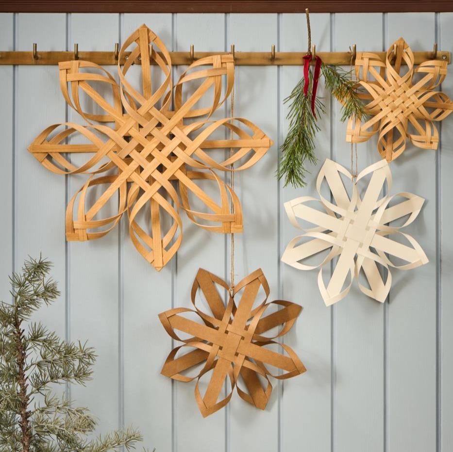 Scandinavian Braided Wood Snowflake Decoration | 3 Sizes