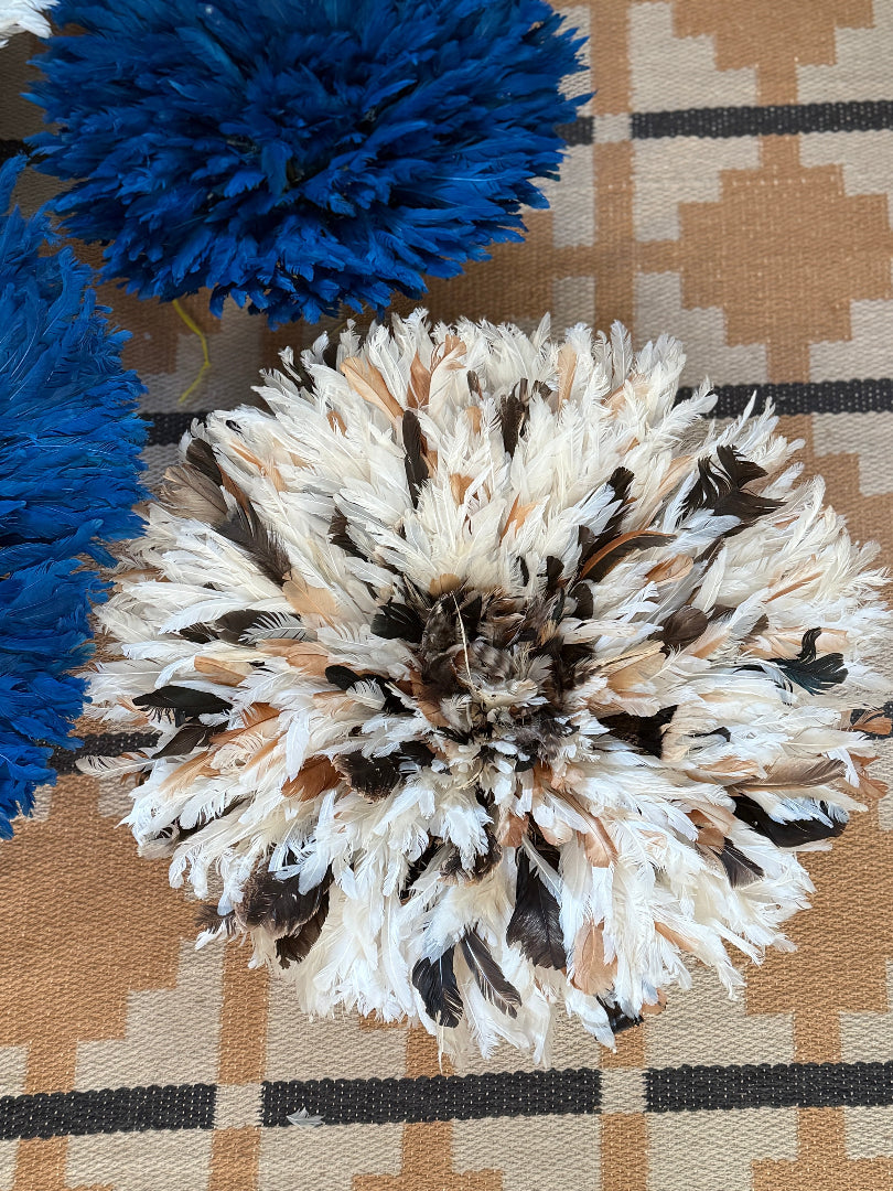 AUTHENTIC WHITE & BROWN JUJU HATS FROM CAMEROON (50CM)