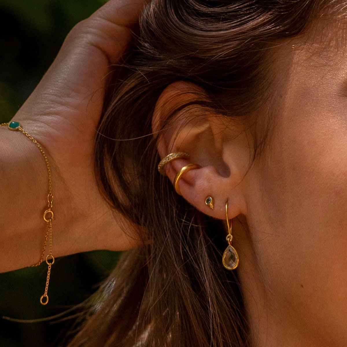 Tear Drop Earrings in Gold with Zirconia