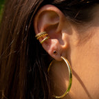 Acer Ear Stud in Gold with Garnet