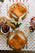 Burnt Orange Ruffled Linen Napkins