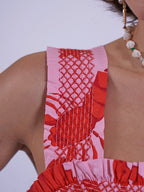 'BYRON' DRESS IN LOBSTER & STARFISH