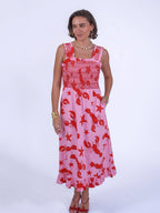 'BYRON' DRESS IN LOBSTER & STARFISH