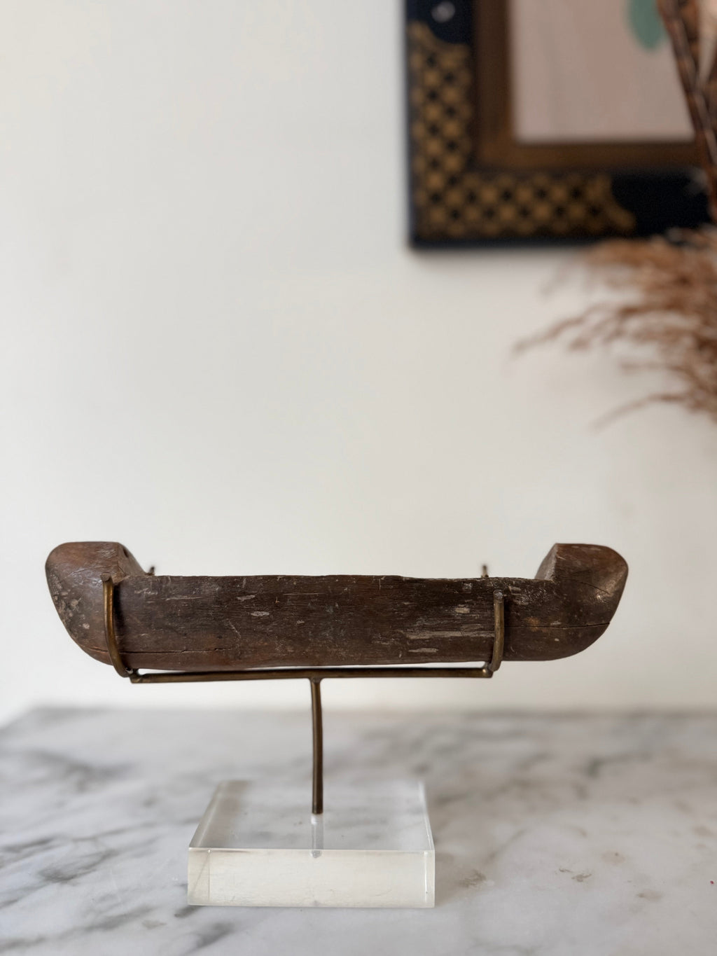Early 20th Century West African Weaving Shuttle mounted on Perspex