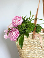 Handwoven Straw Market Bag with Long & Short Leather Handles