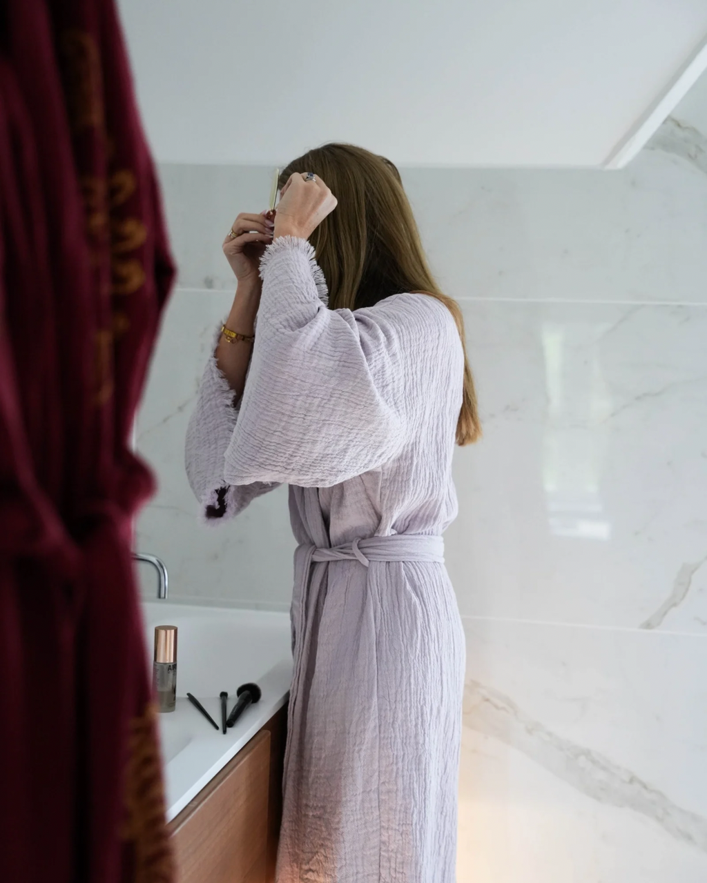 The Lilac Cloud Organic Cotton Robe: Long